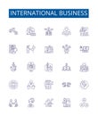 International business line icons signs set. Design collection of Export, Import, Globalisation, Logistics