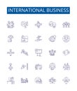 International business line icons signs set. Design collection of Export, Import, Globalisation, Logistics