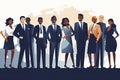 International business man and woman team. Group of office workers people standing together teamwork concept Royalty Free Stock Photo