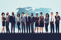 International business man and woman team. Group of office workers people standing together teamwork concept Royalty Free Stock Photo