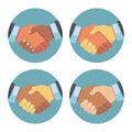 International business partnership, handshake vector icons set