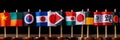 International business symbolism array of various country flags displayed in a row Royalty Free Stock Photo
