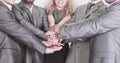 International business team showing unity with their hands toge Royalty Free Stock Photo