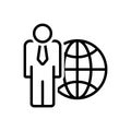 Black line icon for International Businessman, international and collaboration