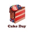 International Cake Day. A ready-made template for printing, a postcard with a cake decorated with berries.