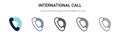 International call icon in filled, thin line, outline and stroke style. Vector illustration of two colored and black international Royalty Free Stock Photo