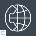 International Call Thin Line Vector Icon.