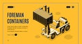 Shipping container delivery service vector webpage