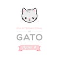 International Cat Day. August 8. Spanish. Dia internacional del gato. Agosto 8. Cat face filled icon. Vector illustration, flat