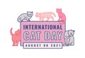 International cat day logo. Celebration of cats.