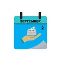 International charity day calendar with charity flat icon. Design vector