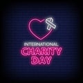 International Charity Day Neon Signs Style Text Vector Royalty Free Stock Photo