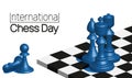 International Chess Day banner. Chess Pieces on the board vector illustration. Royalty Free Stock Photo