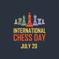 International Chess Day Colorful Vector Illustration on Dark Background. Chess Vector Illustration
