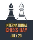 International Chess Day Vector Illustration on Dark Background. Chess Vector Illustration