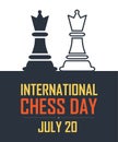 International Chess Day Vector Illustration on Dark Background. Chess Vector Illustration