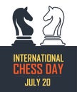 International Chess Day Vector Illustration on Dark Background. Chess Vector Illustration