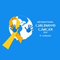 International Childhood cancer day 15 february. Handprints like hope symbol.Help and support.