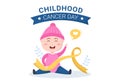 International Childhood Cancer Day Hand Drawn Cartoon Illustration on February 15 for Raising Funds, Promoting the Prevention