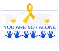 International Childhood cancer day poster. Handprints are like hope symbol.You are not alone concept. Royalty Free Stock Photo