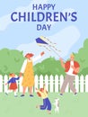 International Children Day greeting card or banner flat vector illustration. Royalty Free Stock Photo
