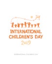 International Children`s Day. Bright multicolored flat design of social logo. Royalty Free Stock Photo