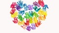 International Children's Day. Colorful handprints forming a heart, symbolizing global love for kids on Child