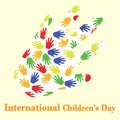 International children's day illustration with colorful hands Royalty Free Stock Photo