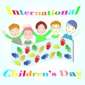 International children's day illustration with five boys