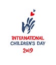 International Children`s Day. 2019. Silhouette flat design of social logo. Royalty Free Stock Photo