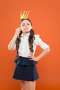 International childrens day. Superior princess. Photo booth props. Playful princess. Schoolgirl princess golden crown