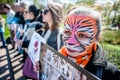 International circus day. Activists protested against exploitation the animals Royalty Free Stock Photo