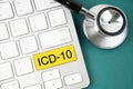 The International Classification of Diseases and Related Health Problem 10 Revision or ICD-10 and stethoscope medical on computer Royalty Free Stock Photo