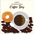 International Coffee Day editable coffee cup vector