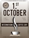 International coffee day Poster with barista cups, 1 st October