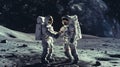 International collaboration on the moon: astronauts seal it with handshake