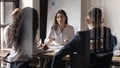 International company staff holding brainstorming meeting in boardroom. Royalty Free Stock Photo