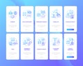 International cooperation onboarding mobile app page screen set with concepts