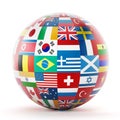International country flags on the globe Royalty Free Stock Photo