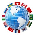 International country flags on the globe Royalty Free Stock Photo