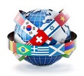 International country flags on the globe Royalty Free Stock Photo