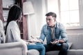 International couple having important conversation about their relationship