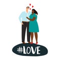 International couple in love. Positive love vector illustration