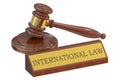 International court concept with gavel. 3D rendering Royalty Free Stock Photo