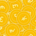 International currencies coins seamless pattern