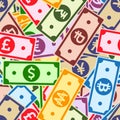 International currencies notes seamless pattern.