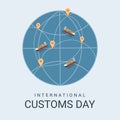 international customs day social media post template vector