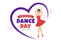 International Dance Day Vector Illustration on 29 April with Professional Dancing Performing Couple or Single at Stage