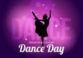 International Dance Day Vector Illustration on 29 April with Professional Dancing Performing Couple or Single at Stage