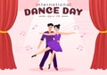 International Dance Day Vector Illustration on 29 April with Professional Dancing Performing Couple or Single at Stage